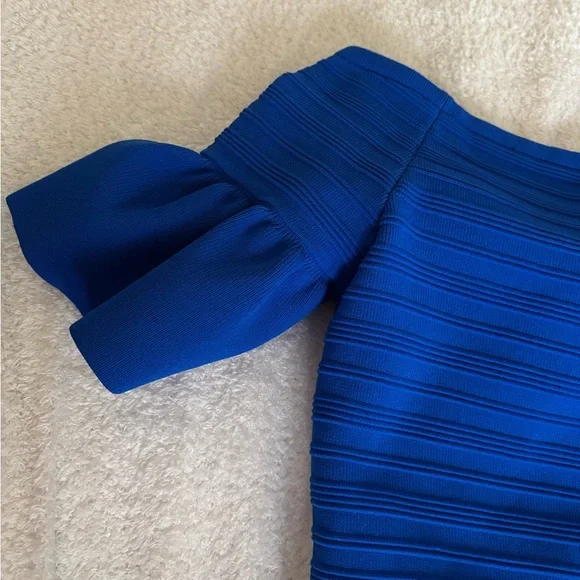 Ted Baker London Women’s Off Shoulder Blue Dress Size 4 - Picture 2 of 12